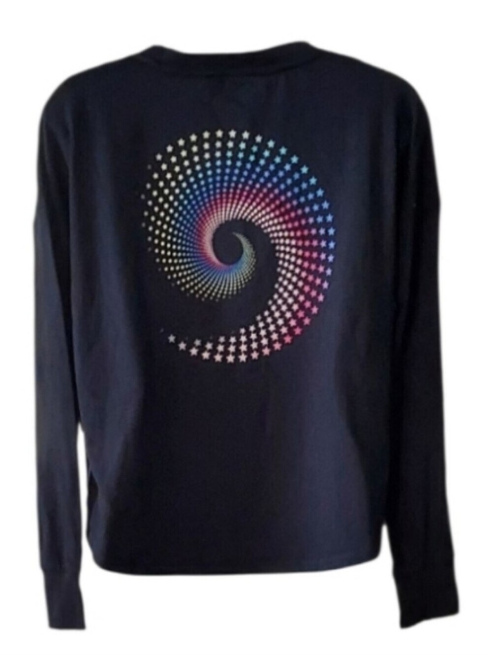 NWT LARGE 14.5/16.5 PLUS Xersion Black LS Tee with Colorful Star Pinwheel - Picture 6 of 7